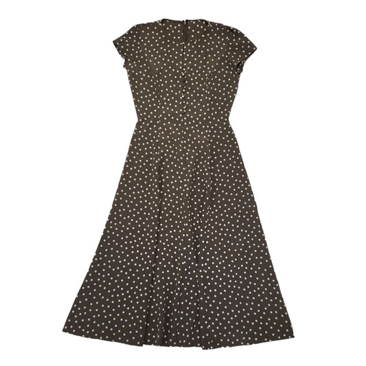 90s Vintage Brown & White Polka Dot Daywear Dress Women's Size 12