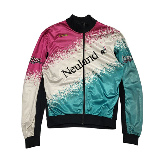 Gamex 80s White Green Pink Zipped Cycling Jacket Top Uk Men's Size M
