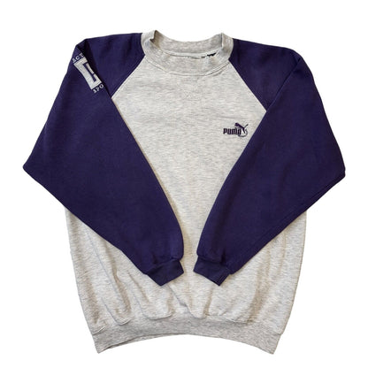 Puma 90s Vintage Grey & Purple Crew Neck Sweatshirt Men's Size XL