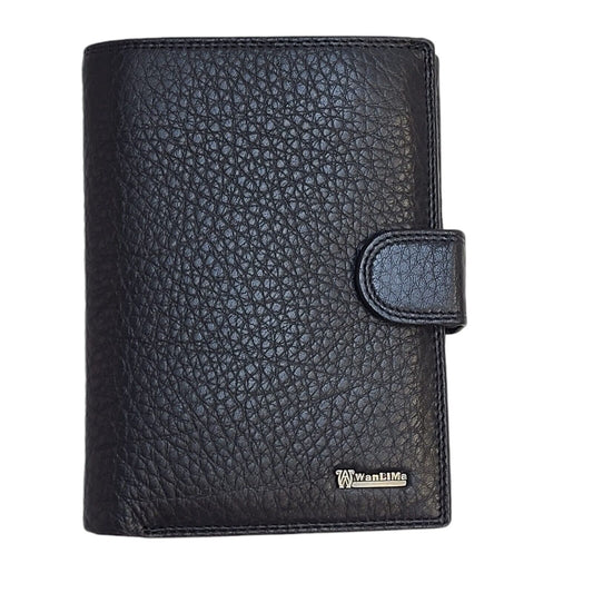 Wanlima Black Leather Wallet Uk Men's Size 5.5" x 4"