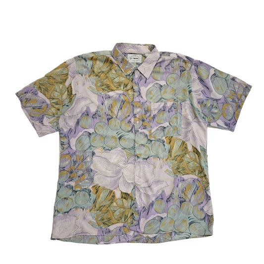 Topstar Vintage 90's Purple Green Abstract Short Sleeve Shirt Men's UK 2XL