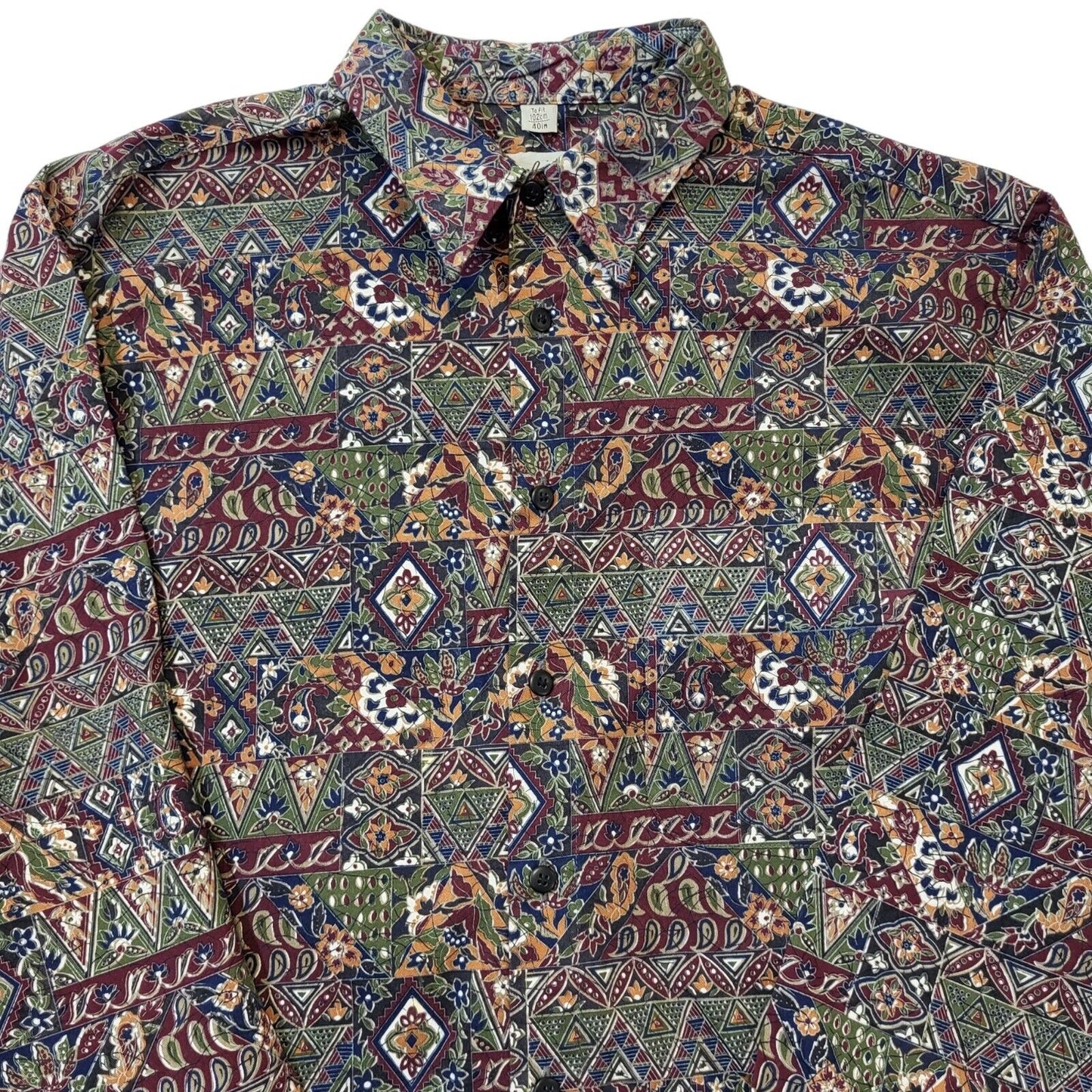 Angelo Litrico 90s Vintage Retro Abstract Long Sleeve Shirt Mens Size Medium.