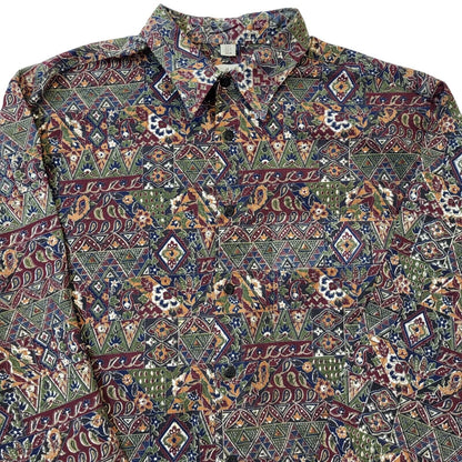 Angelo Litrico 90s Vintage Retro Abstract Long Sleeve Shirt Mens Size Medium.