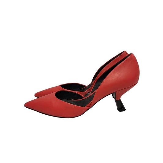 Petra Red Kitten Heel Red Slip On Shoes Uk Women's Size 4