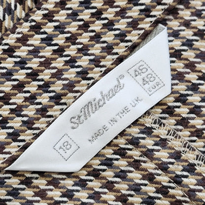 St Michael Vintage 80's Brown Checked Hi Waist Midi Skirt Womens UK Size 16 W32