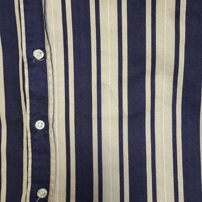 Heavy Construction 90's Blue & Beige Striped Long Sleeve Shirt Men's UK Size XL