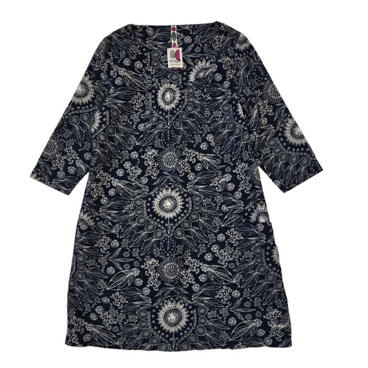 Weird Fish Vintage 90's Blue Floral 3/4 Sleeve Dress UK Women's Size 10