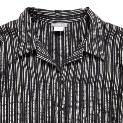 Santi RQ Vintage 80's Black & Silver Striped 3/4 Sleeve Shirt Womens UK 18