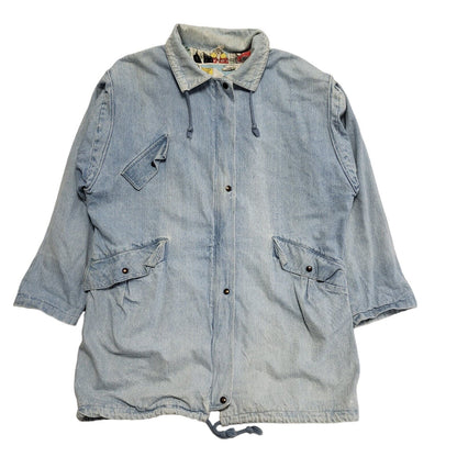 Vintage 80s Light Blue Zip & Snap Denim Jacket Uk Women's Size 16