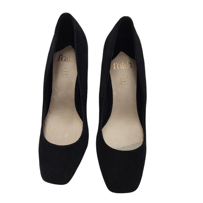 Faith Vintage Black Slip-On Heels Shoes Uk Women's Size 5