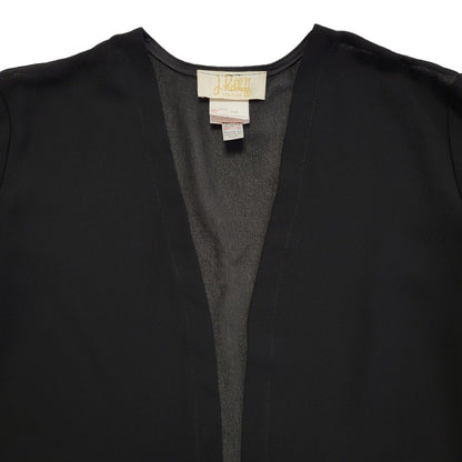 J.Ribboff Y2K Black & White Open Front Sheer Cardigan Womens UK 16