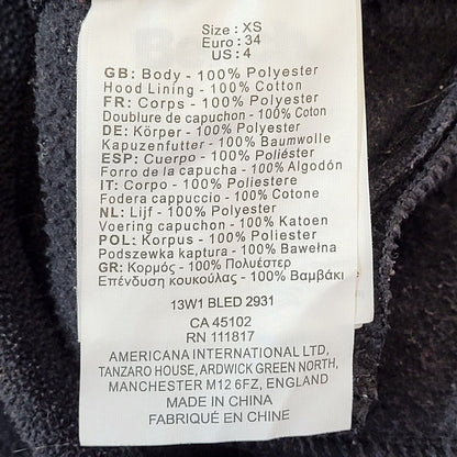 Bench Y2K Vintage Black Hooded Zip Up Fleece Women's Size XS
