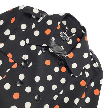 Smashed Lemon Black White Polka Dot Belted Coat Uk Women's Size 14