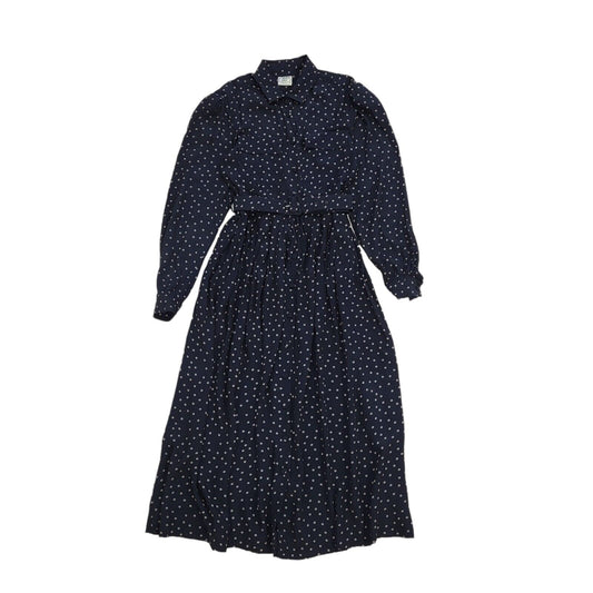 90s Vintage Laura Ashley Black Polka Dot Belted Daywear Dress Women's Size 10