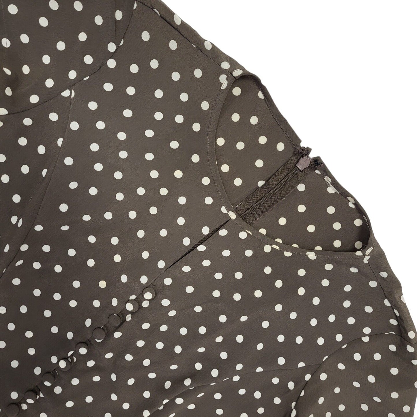 90s Vintage Brown & White Polka Dot Daywear Dress Women's Size 12