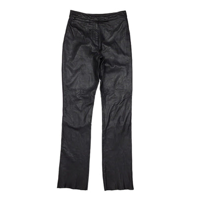 Wilsons Maxima 90s Straight Leg Black Leather Trousers Uk Women's 10 W28 L34