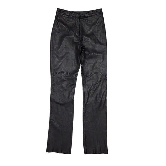 Wilsons Maxima 90s Straight Leg Black Leather Trousers Uk Women's 10 W28 L34