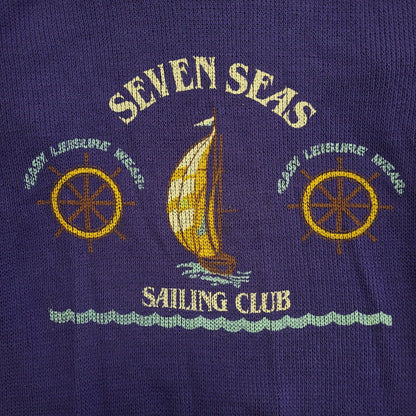Seven Seas Sailing 80s Blue Crew Neck Acrylic Jumper Men's Size Medium