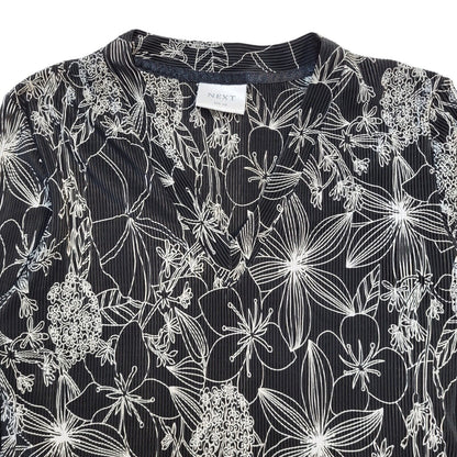 Next Vintage Y2K Black & White Floral Long Sleeve Women's UK 10