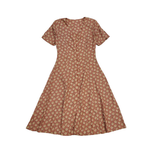 90s Vintage Essentials Peach Floral Daywear Dress Women's Size 12