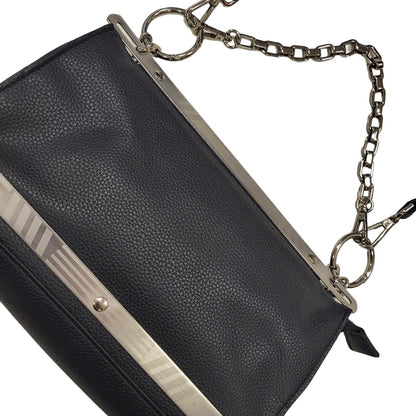Maniere De Voir Vintage Black Leather Shoulder Bag Uk Women's Size  10" x 6"