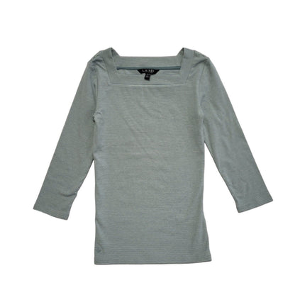 Ralph Lauren Y2K Green & White Striped 3/4 Sleeve T-Shirt Womens UK XS