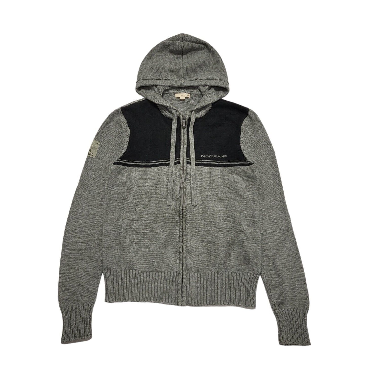 DKNY Vintage Y2K Full Zip Hooded Grey Cardigan Boys Size Large