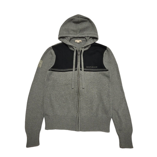 DKNY Vintage Y2K Full Zip Hooded Grey Cardigan Boys Size Large