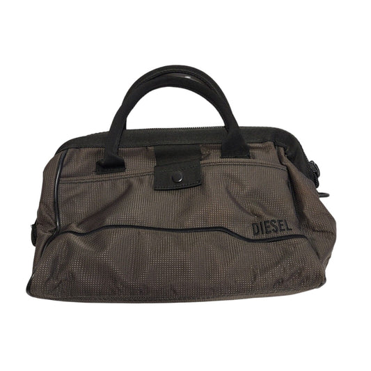 Diesel Brown & Black Canvas Zipped Hand Bag Uk Women's 10" x 7"