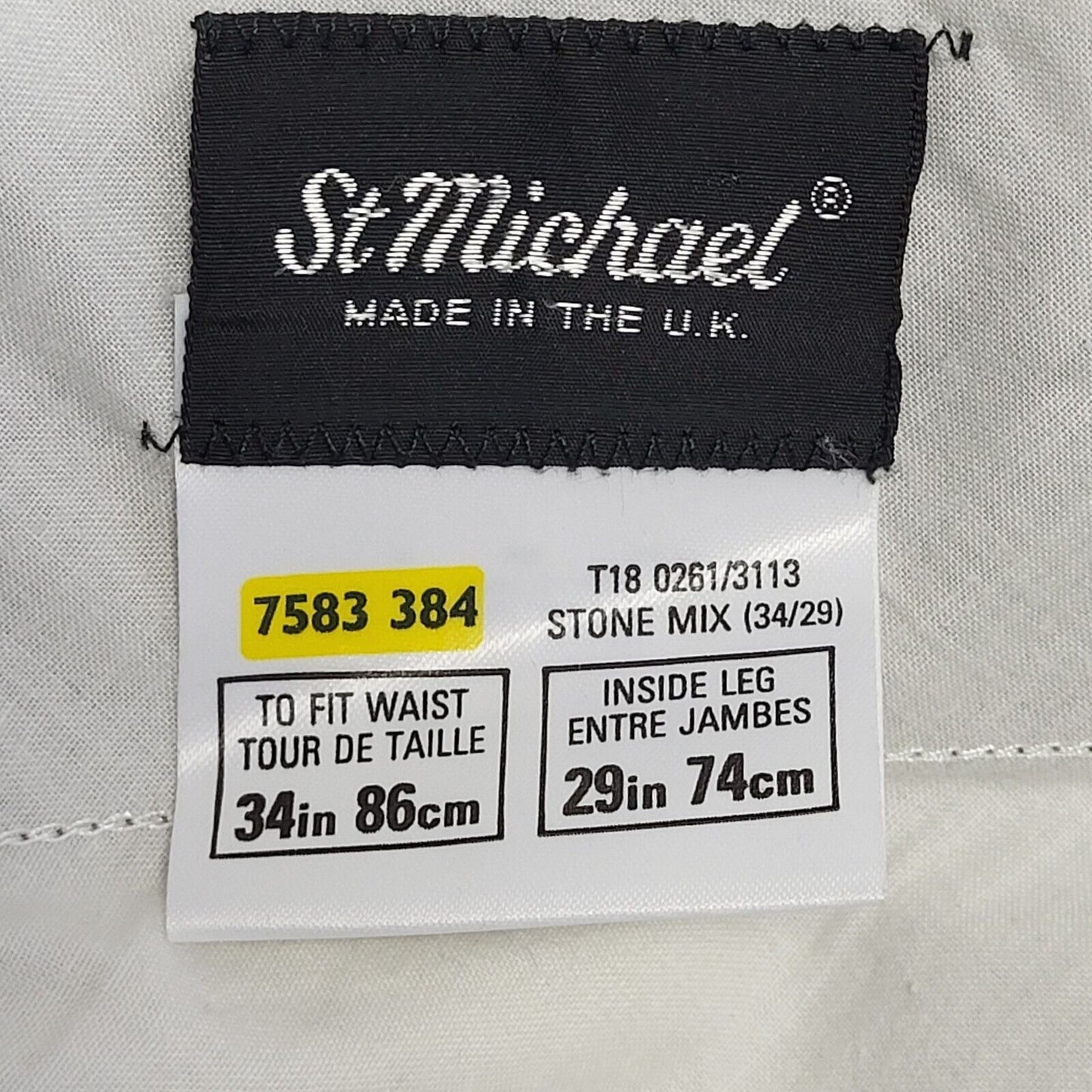 St Michael 90s Vintage Beige Straight Dress Trousers Uk Men's Size L W34 L29