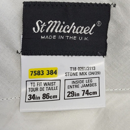 St Michael 90s Vintage Beige Straight Dress Trousers Uk Men's Size L W34 L29
