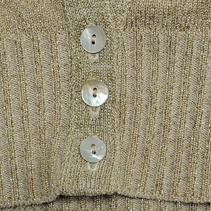 New Look Y2K Gold Glitter Short Sleeve Cropped Cardigan Womens UK 12