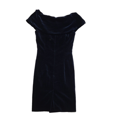 Monsoon Vintage 90's Blue Velour Evening Dress Womens UK 10