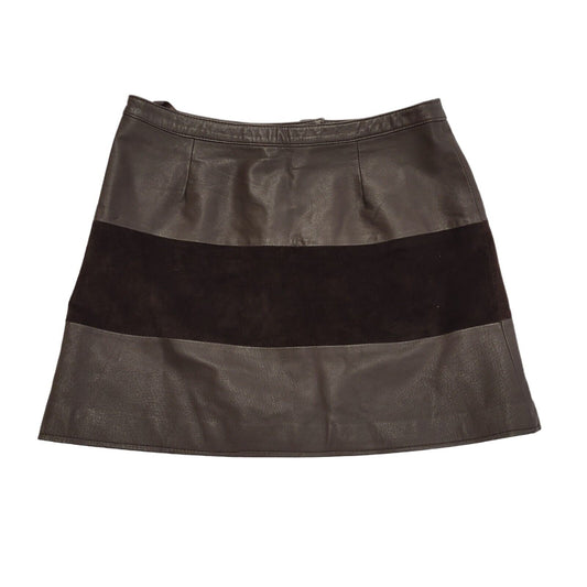 The Outer Edge Vintage 90's Brown Short Leather Skirt Uk Women's Size 14 W32