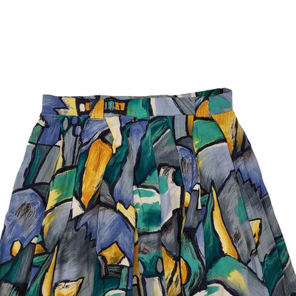St Michael Vintage 90s Blue Green Abstract Skirt Uk Women's Size 18 W36