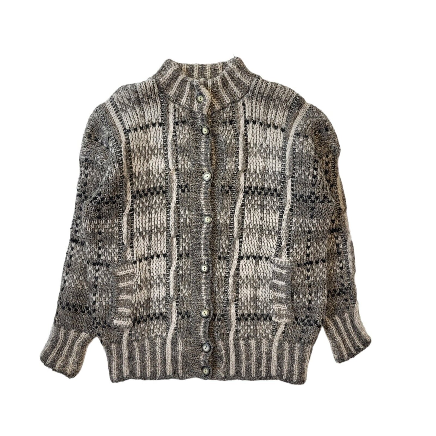 St Michael 80s Vintage Grey Button-Up Cardigan Women's Size 16/18 Eu 46/48