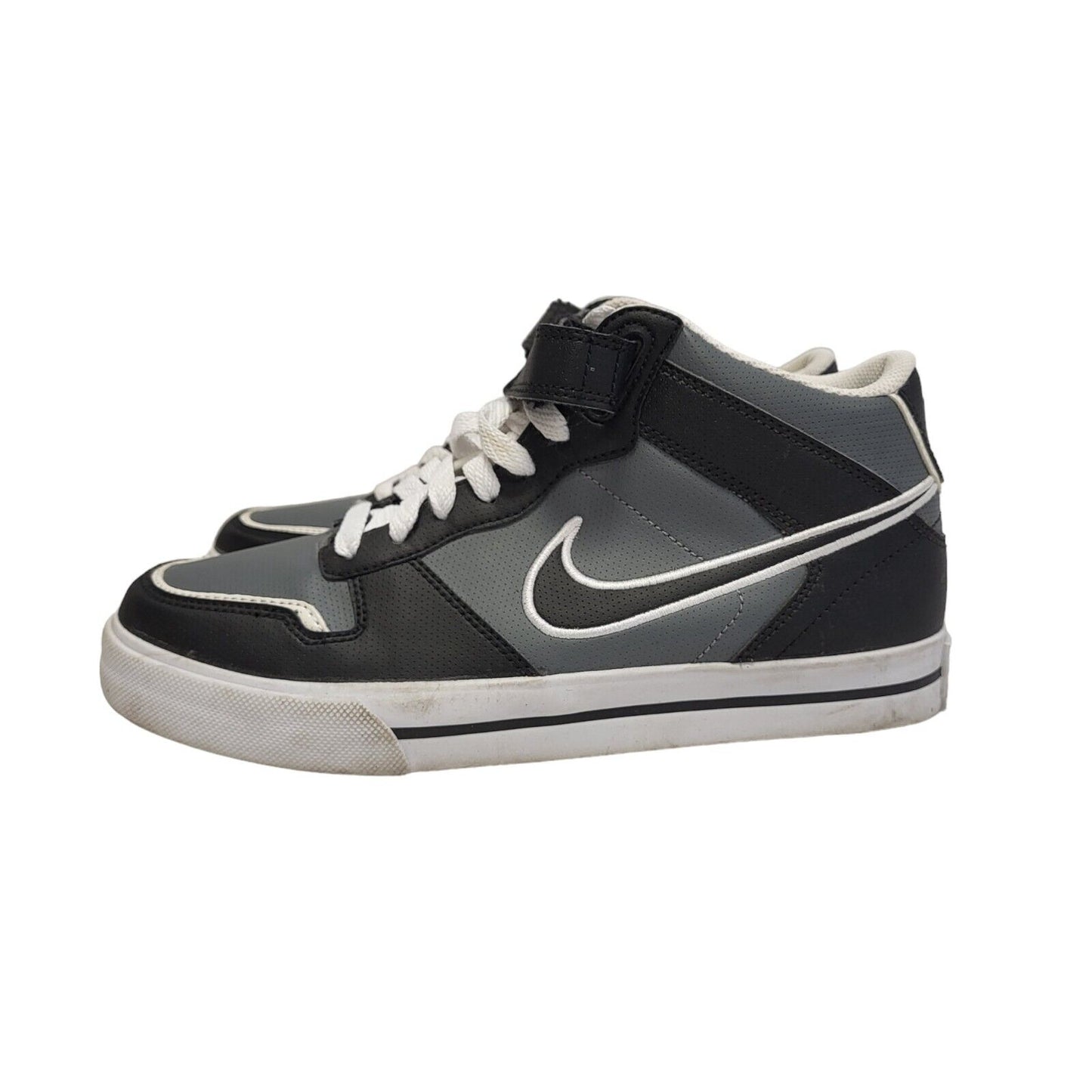 Nike Black Grey Mid Top Leather Casual Trainers Uk Kid's Size 5.5