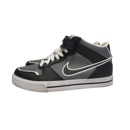 Nike Black Grey Mid Top Leather Casual Trainers Uk Kid's Size 5.5