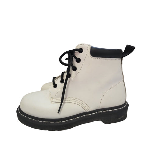 Dr Martens 1460 Smooth Leather White & Black Lined Boots Uk Women's Size 5