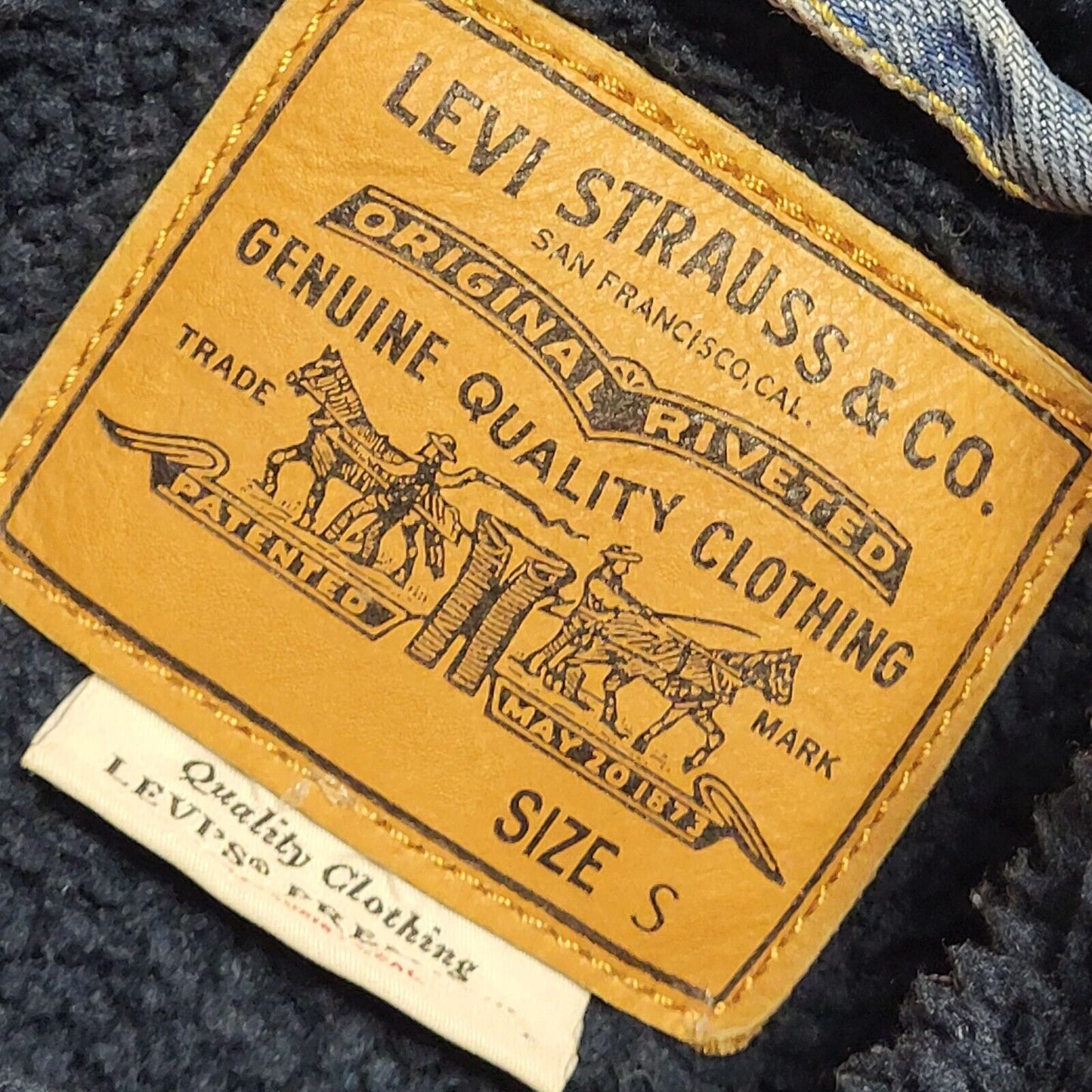 Levi's Light Blue Button Denim Fleece Sherpa Jacket Uk Men's Size Small