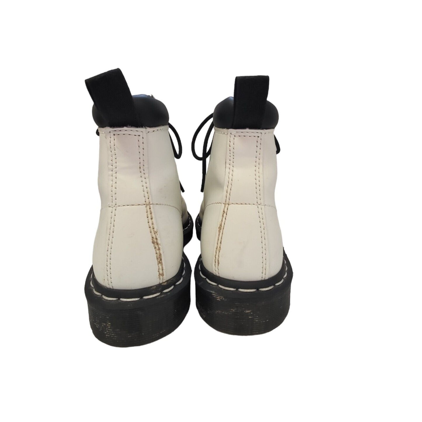 Dr Martens 1460 Smooth Leather White & Black Lined Boots Uk Women's Size 5