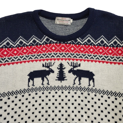 London Knitwear Vintage 90's Blue,White & Red Christmas Jumper Mens UK XL