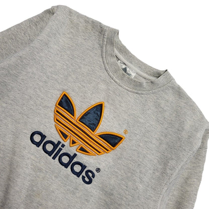 Adidas 90s Spell Out Grey Crew Neck Sweatshirt Uk Kids Age 11-12 Years