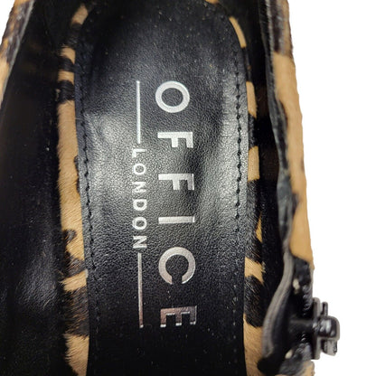 Office London Brown Animal Print Heels Shoes Uk Women's Size 5