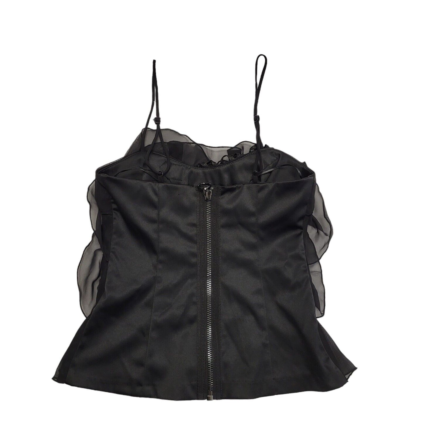 River Island Y2K Black Strap Ruffle Party Top BNWT Womens UK Size 8
