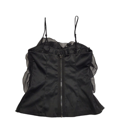 River Island Y2K Black Strap Ruffle Party Top BNWT Womens UK Size 8