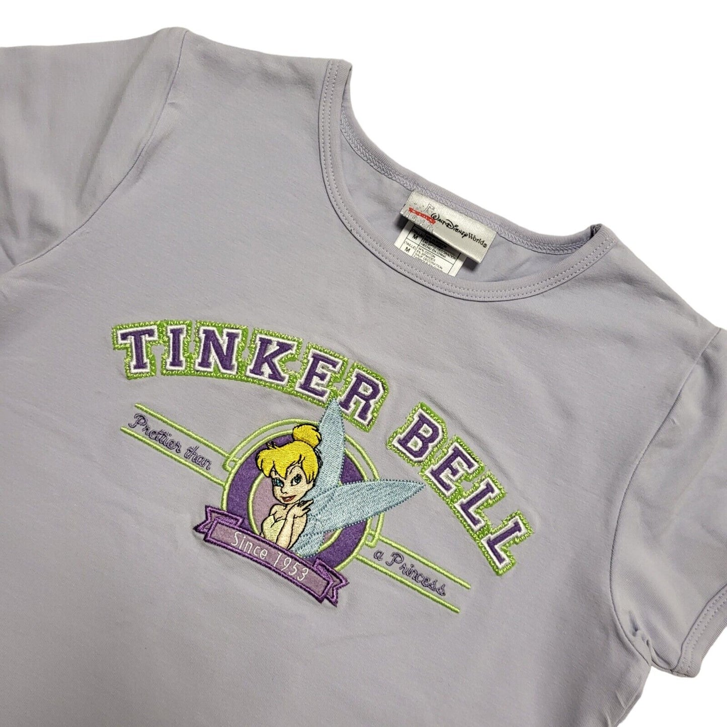 Disney Tinker Bell Light Blue Crew Neck T-Shirt Youth Size M BNWT