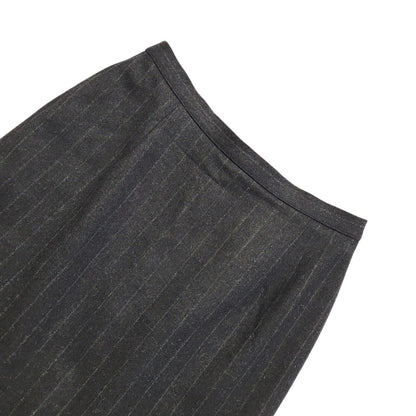 M&S Vintage 90's Grey Striped Pencil Wool Skirt Uk Women's Size 12 W30