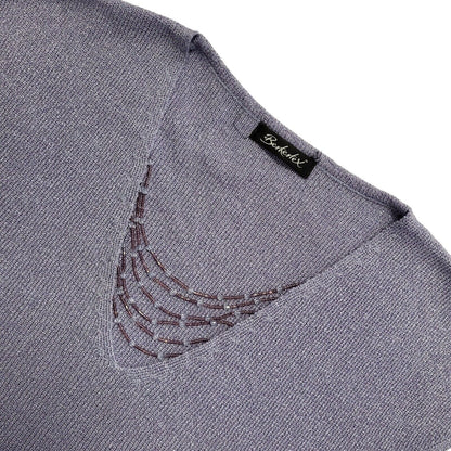 Berkertex Vintage 90's Purple Sparkly Beaded V-Neck Top Womens UK 14-16