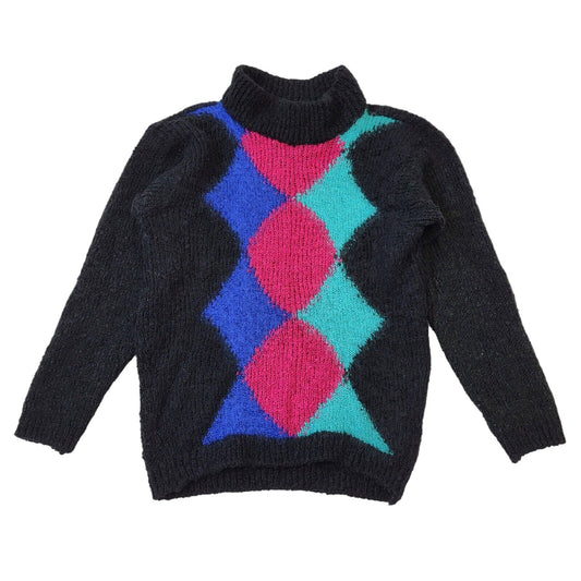 St Michael's M&S 80s Vintage Black & Pink Jumper Women's Size 12-14 Eu 40-42